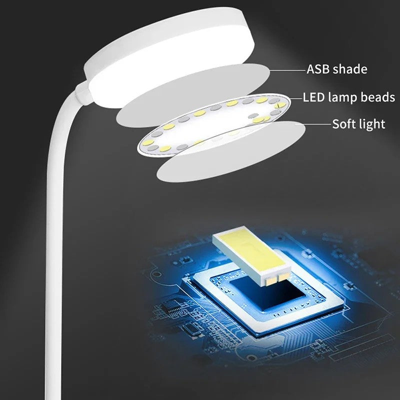 Luminária de Mesa LED Portátil USB Recarregável – 3 Cores com Dimerização Contínua e Proteção para os Olhos