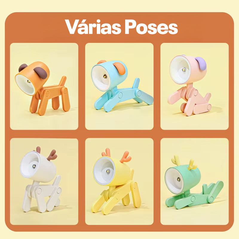 Mini Luminária LED Dobrável Infantil – Cachorrinho/Veado, Luz Quente
