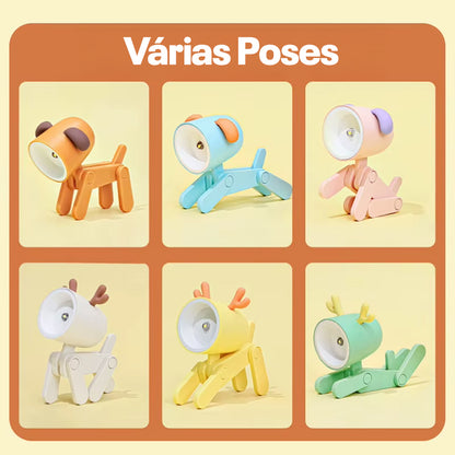 Mini Luminária LED Dobrável Infantil – Cachorrinho/Veado, Luz Quente
