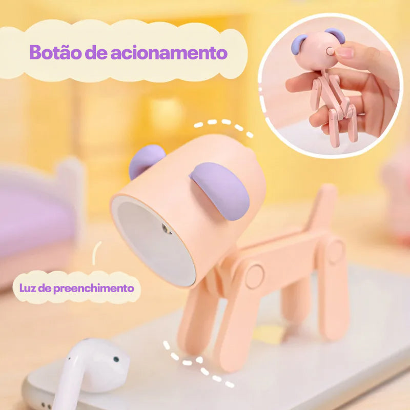Mini Luminária LED Dobrável Infantil – Cachorrinho/Veado, Luz Quente