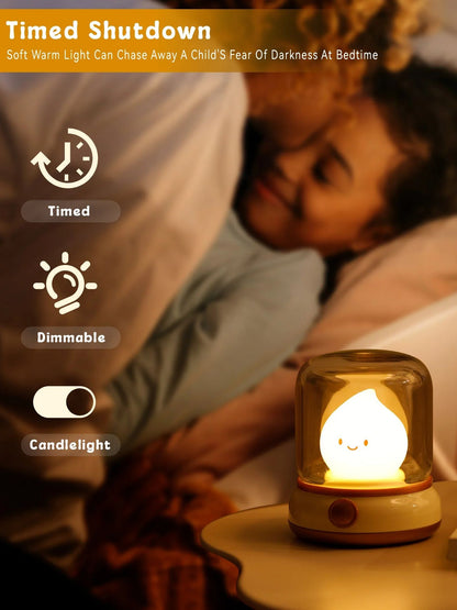 Vela LED Decorativa com Efeito Chama – Luz Noturna USB Regulável para Quarto e Cabeceira