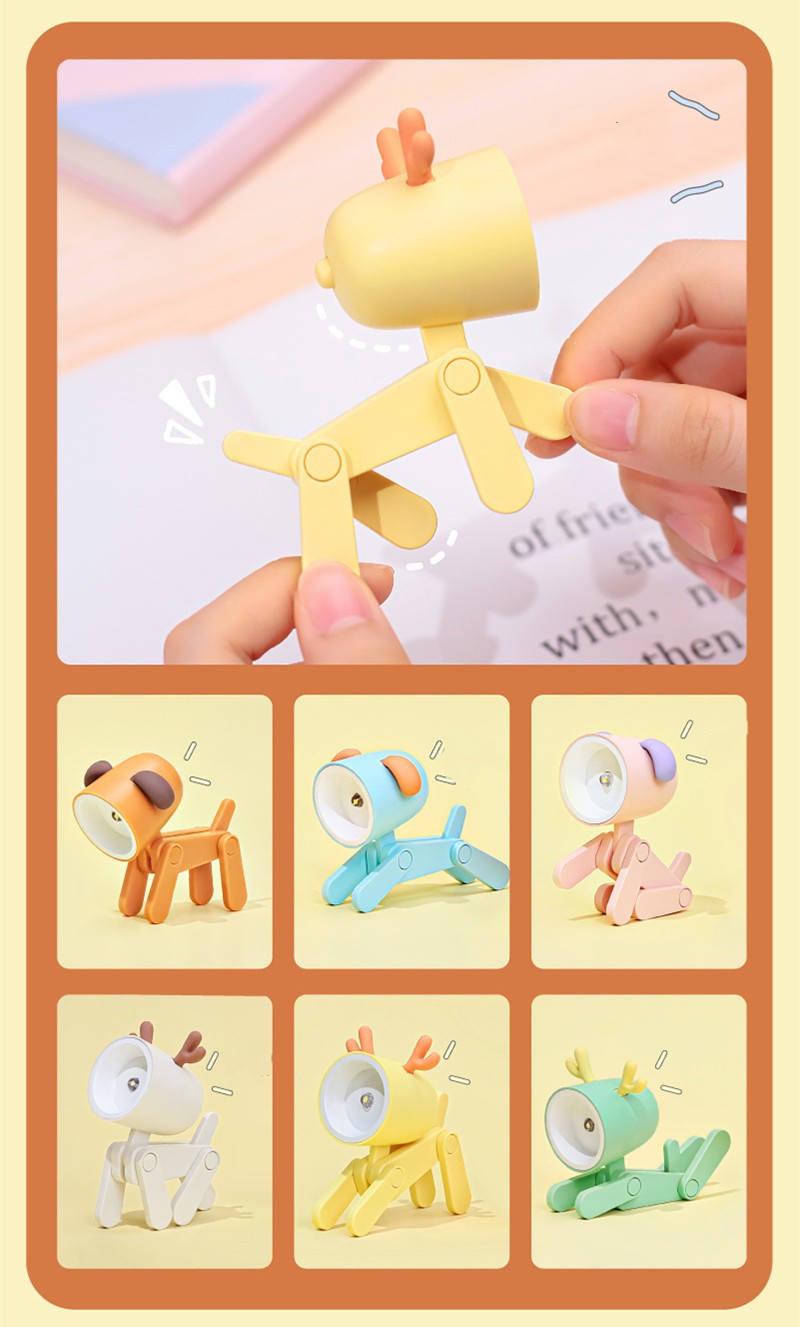 Mini Luminária LED Dobrável Infantil – Cachorrinho/Veado, Luz Quente