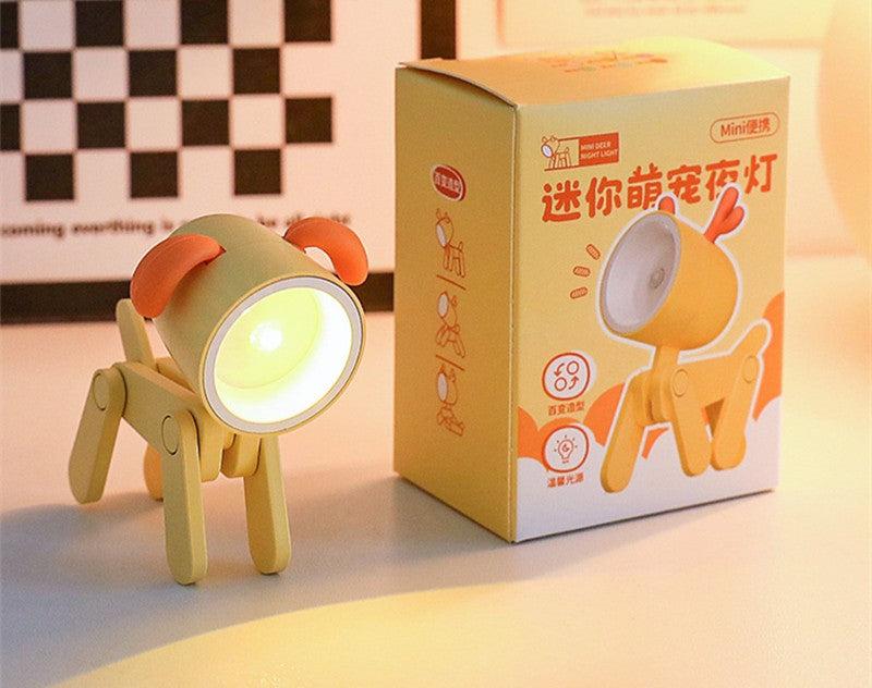 Mini Luminária LED Dobrável Infantil – Cachorrinho/Veado, Luz Quente