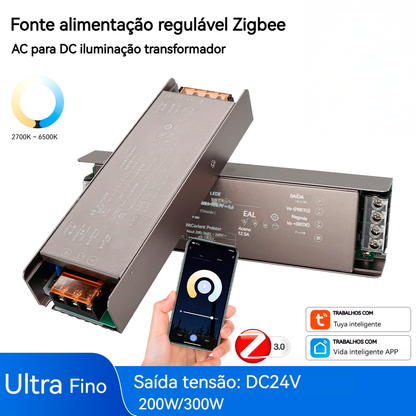 Fonte De Alimentação Regulável Tuya Zigbee 200W/300W DC 24V | Transformador LED Driver Para Iluminação