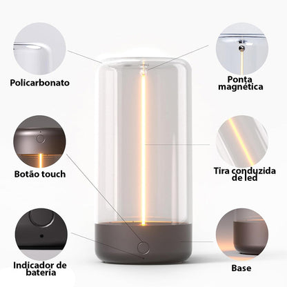 Luminária Filamento Magnética Moderna Luxo Minimalista Sem Fio