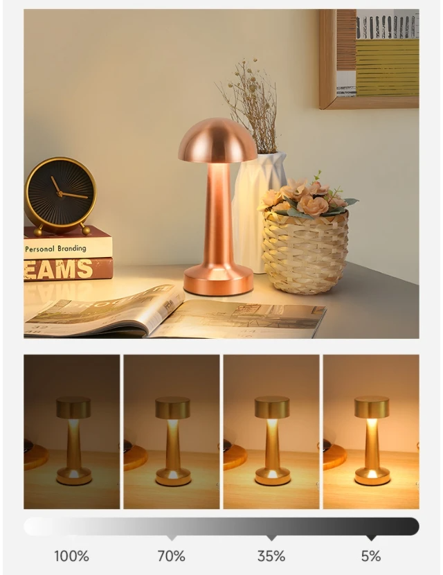 Luminária de Mesa LED Touch Recarregável Design Vintage Elegante Acabamento Metálico