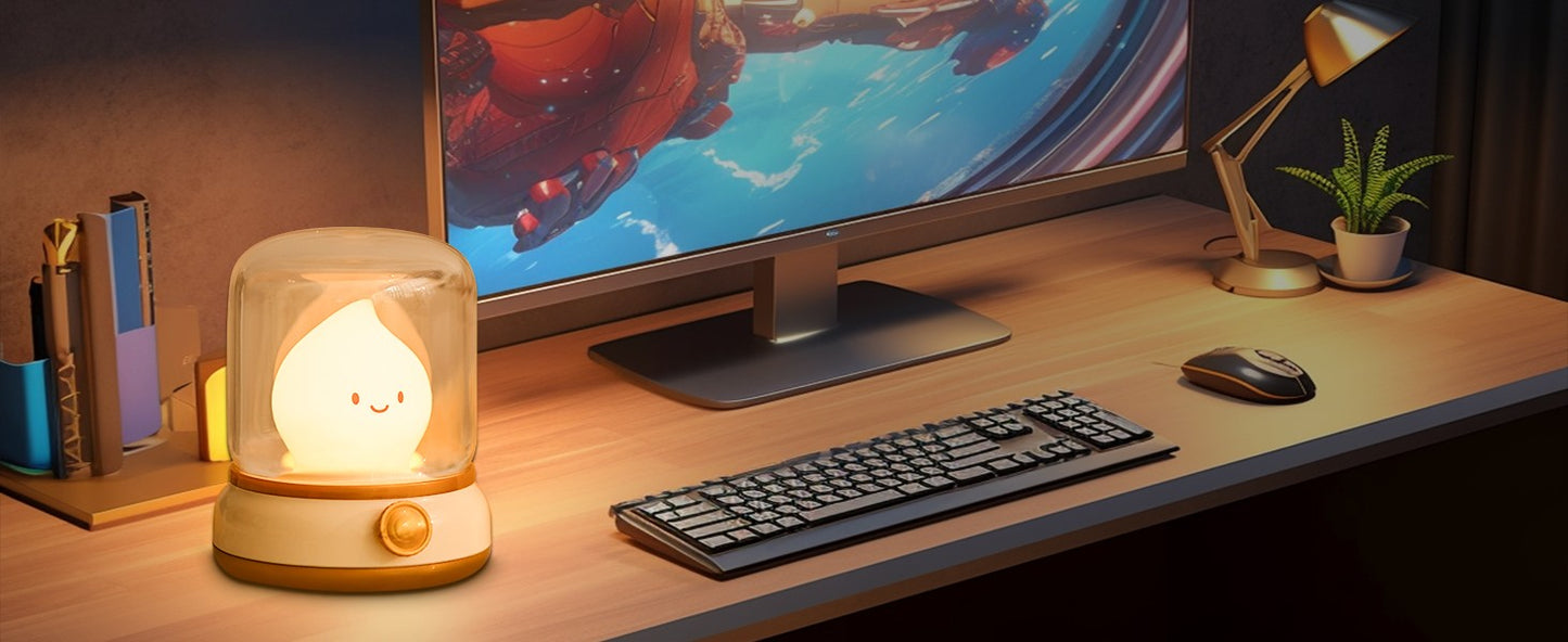 Vela LED Decorativa com Efeito Chama – Luz Noturna USB Regulável para Quarto e Cabeceira