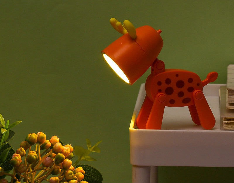 Mini Luminária LED Dobrável Infantil – Cachorrinho/Veado, Luz Quente